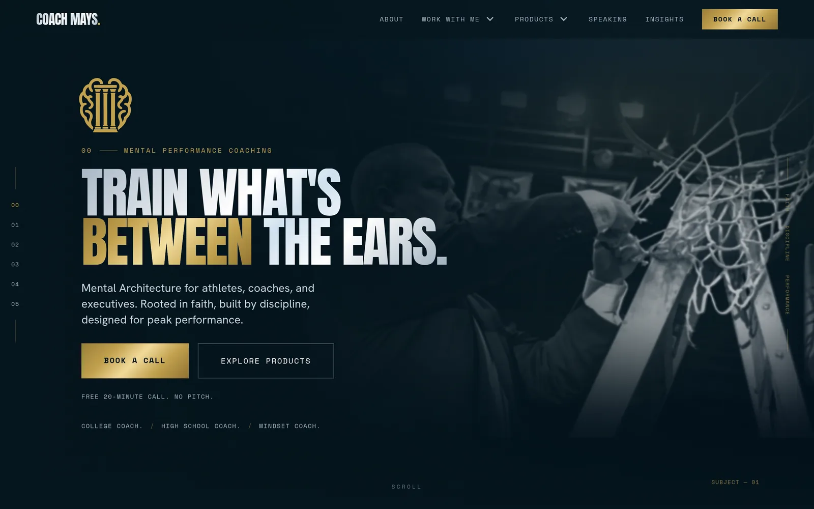 Homepage of coachmays.com, built by Volara